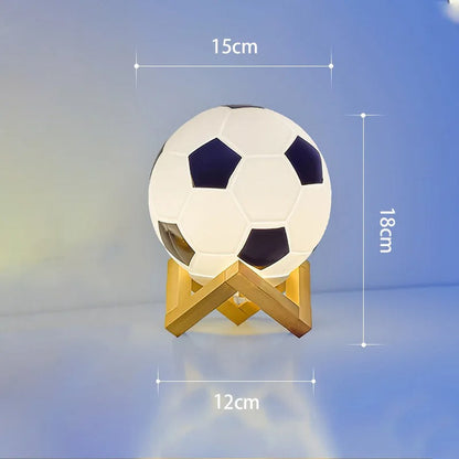 Lampe Ballon de Football en Verre et Bois