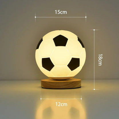 Lampe Ballon de Football en Verre et Bois