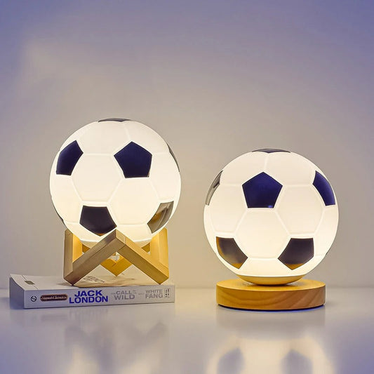 Lampe Ballon de Football en Verre et Bois