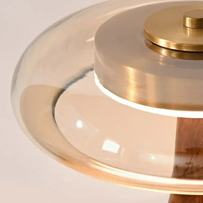 Lampe de chevet en bois massif et verre
