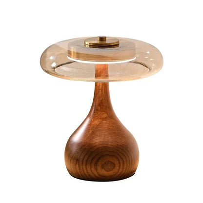 Lampe de chevet en bois massif et verre
