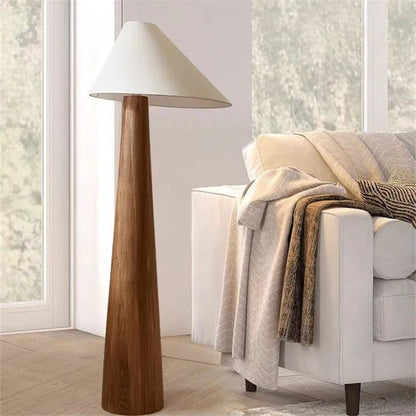 Lampe de chevet en bois naturel avec abat-jour tissu