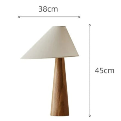 Lampe de chevet en bois naturel avec abat-jour tissu