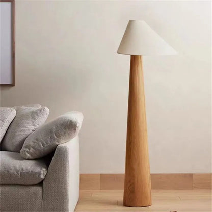 Lampe de chevet en bois naturel avec abat-jour tissu