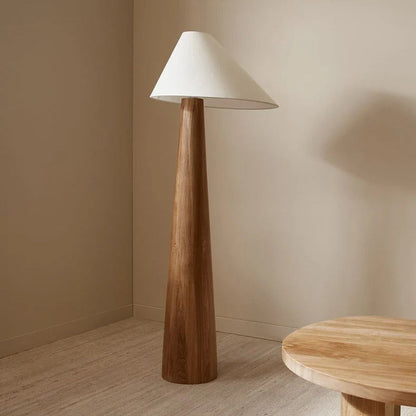 Lampe de chevet en bois naturel avec abat-jour tissu