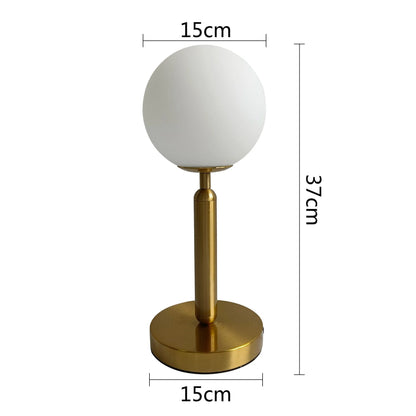 Lampe Boule à Poser en Métal Doré et Verre