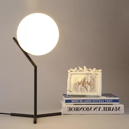Lampe Boule à Poser Design – Métal et Verre Opalin