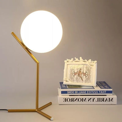 Lampe Boule à Poser Design – Métal et Verre Opalin
