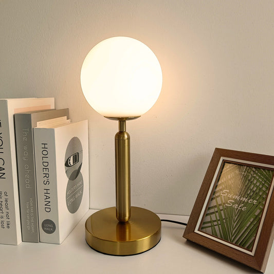 Lampe Boule à Poser en Métal Doré et Verre