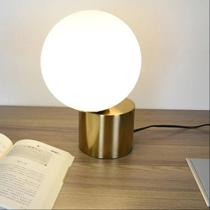 Lampe de Chevet Boule en Verre et Métal Doré