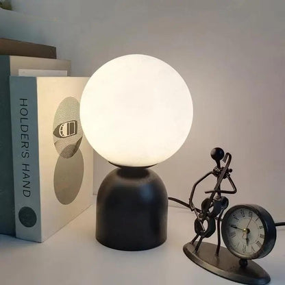 Lampe Boule en Verre à Poser – Base Métal Doré