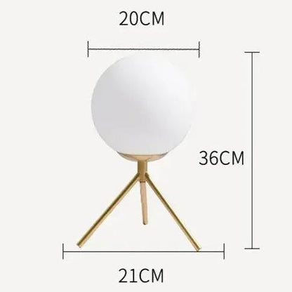 Lampe Boule sur Pied Trépied Doré et Globe en Verre