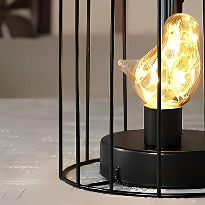 Lampe Cage à Oiseaux en Métal Noir – Lumière Décorative