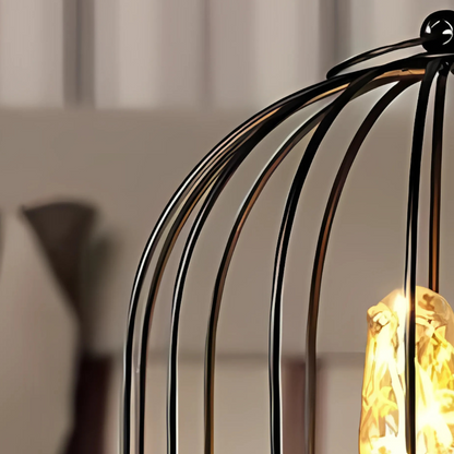 Lampe Cage à Oiseaux en Métal Noir – Lumière Décorative