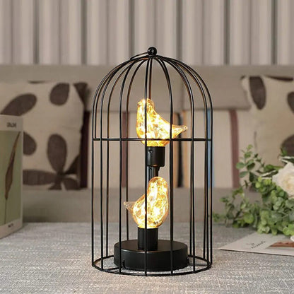Lampe Cage à Oiseaux en Métal Noir – Lumière Décorative