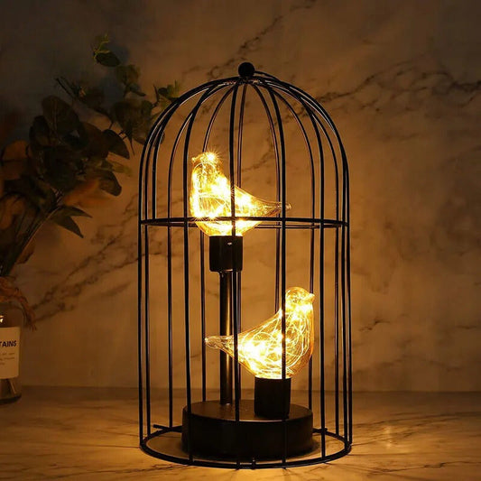 Lampe Cage à Oiseaux en Métal Noir – Lumière Décorative