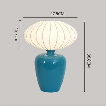 Lampe à Poser en Céramique – Pied Coloré et Abat-jour Tissu