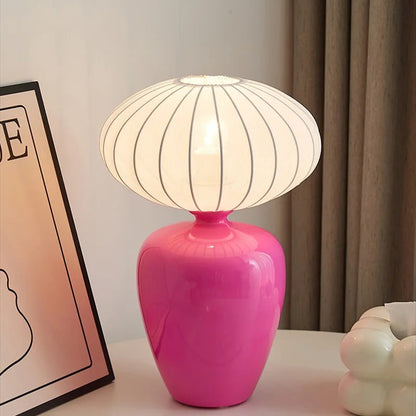 Lampe à Poser en Céramique – Pied Coloré et Abat-jour Tissu
