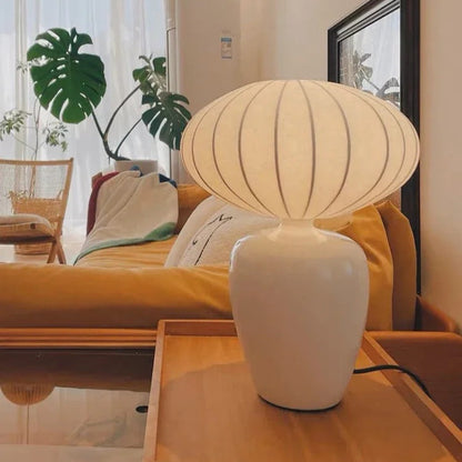 Lampe à Poser en Céramique – Pied Coloré et Abat-jour Tissu