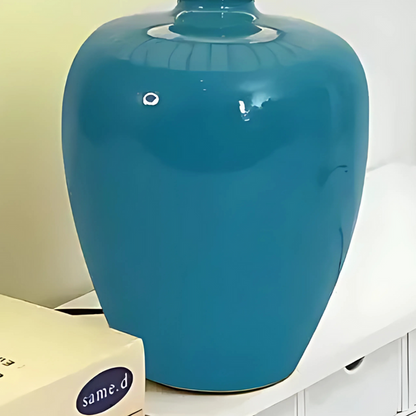 Lampe à Poser en Céramique – Pied Coloré et Abat-jour Tissu
