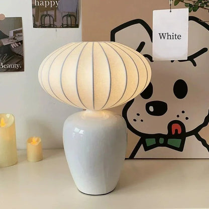 Lampe à Poser en Céramique – Pied Coloré et Abat-jour Tissu