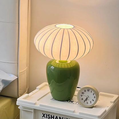Lampe à Poser en Céramique – Pied Coloré et Abat-jour Tissu