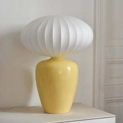 Lampe à Poser en Céramique – Pied Coloré et Abat-jour Tissu