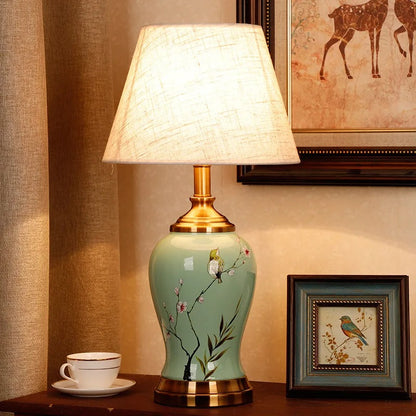 Lampe de Chevet en Porcelaine Artisanale Vert Sauge