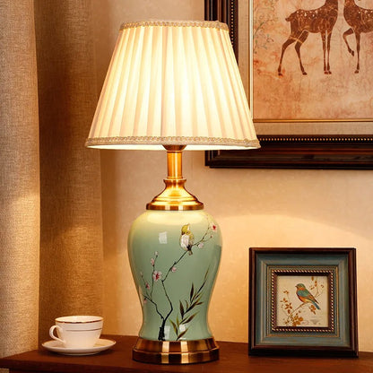 Lampe de Chevet en Porcelaine Artisanale Vert Sauge