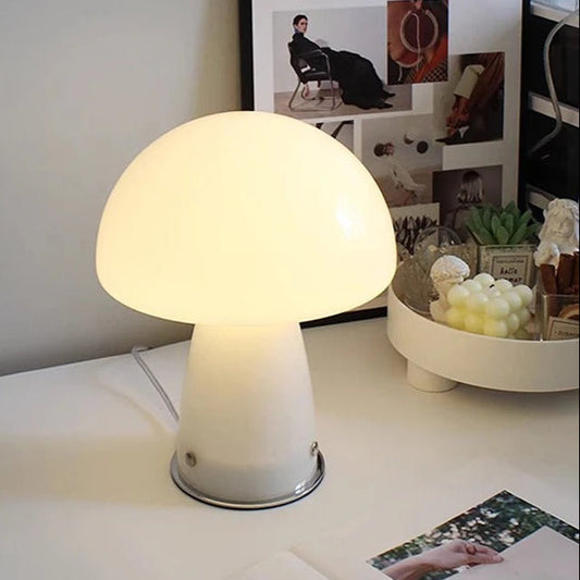 Lampe de Chevet Champignon Blanche en Verre