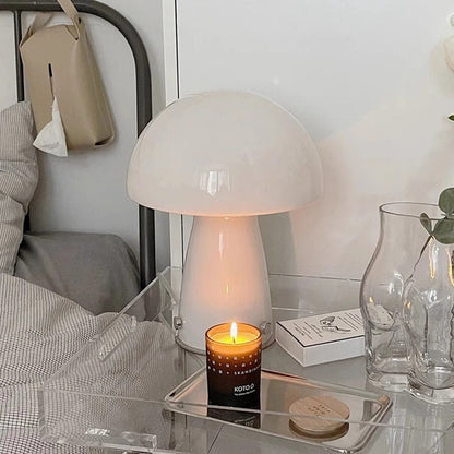 Lampe de Chevet Champignon Blanche en Verre