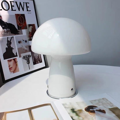 Lampe de Chevet Champignon Blanche en Verre