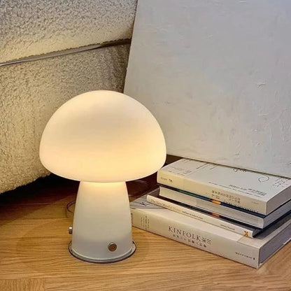 Lampe de Chevet Champignon Blanche en Verre