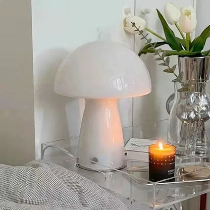 Lampe de Chevet Champignon Blanche en Verre