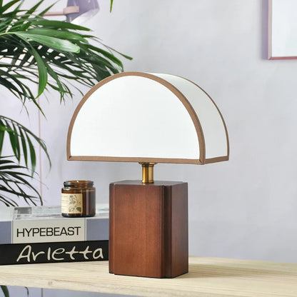 Lampe de chevet champignon en bois et tissu