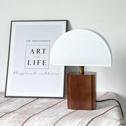 Lampe de chevet champignon en bois et tissu