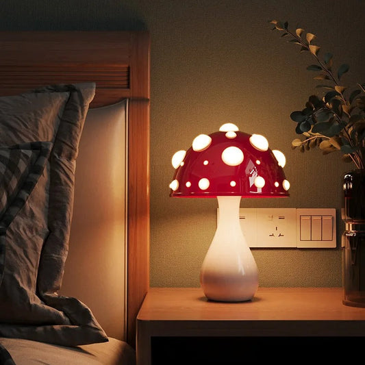 Lampe de Chevet Champignon en Métal – Lumière Ajustable