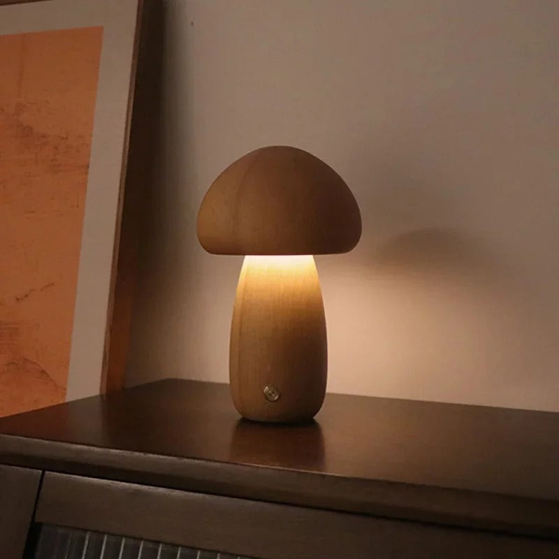 Lampe Champignon en Bois pour Chambre Enfant