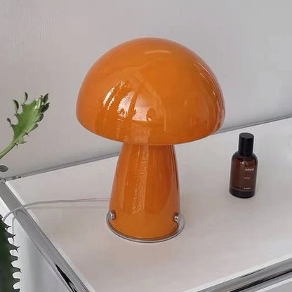 Lampe de chevet champignon en verre orange