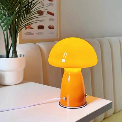 Lampe de chevet champignon en verre orange