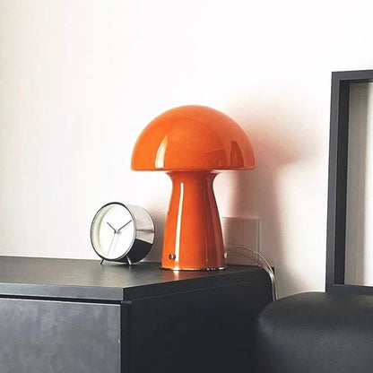 Lampe de chevet champignon en verre orange