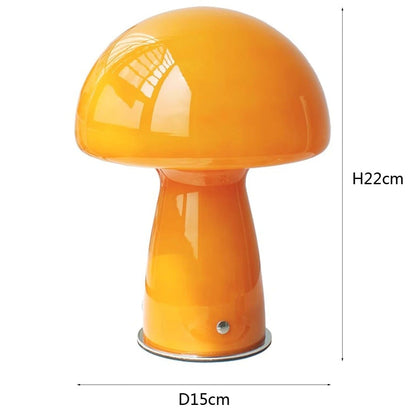 Lampe de chevet champignon en verre orange