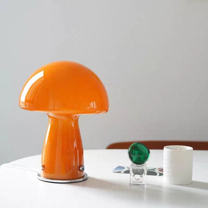 Lampe de chevet champignon en verre orange
