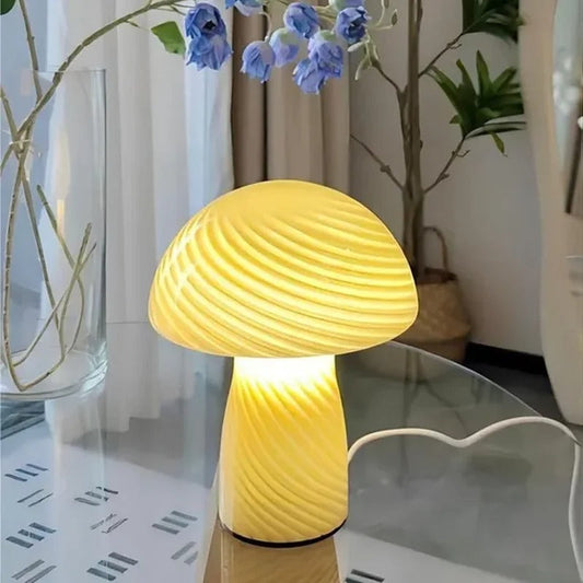 Lampe Champignon en Verre – Lumière Douce et Design