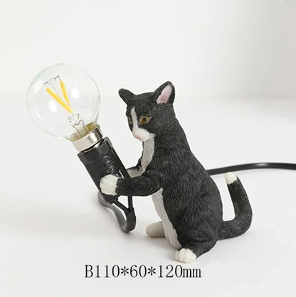 Lampe de chevet Chat en résine – Noir, Blanc ou Roux