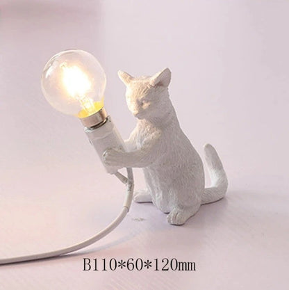 Lampe de chevet Chat en résine – Noir, Blanc ou Roux