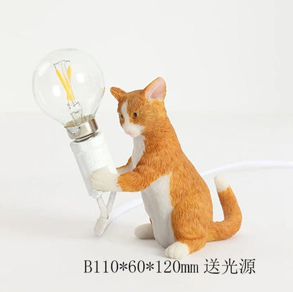 Lampe de chevet Chat en résine – Noir, Blanc ou Roux