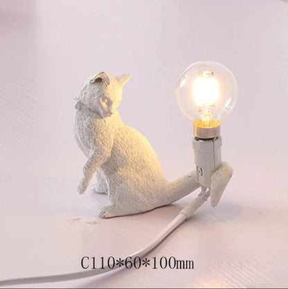 Lampe de chevet Chat en résine – Noir, Blanc ou Roux