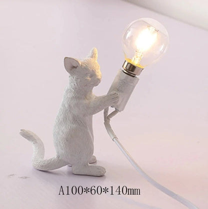 Lampe de chevet Chat en résine – Noir, Blanc ou Roux