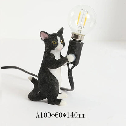 Lampe de chevet Chat en résine – Noir, Blanc ou Roux